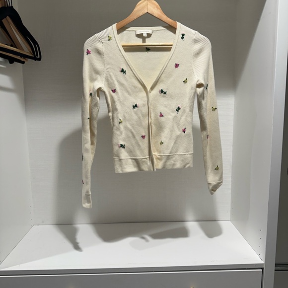 Favorite Daughter The Athena Sweater size S Floral Embroidered Cream Cardigan - Picture 5 of 8